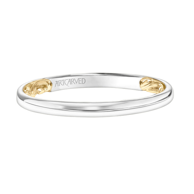 Lyric Polished Wedding Band with Inner Carved details