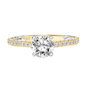 31-V908ERYW-E.01 - ARTCARVED - Lyric Engagement Ring with Inner Carved details and Diamond Shank