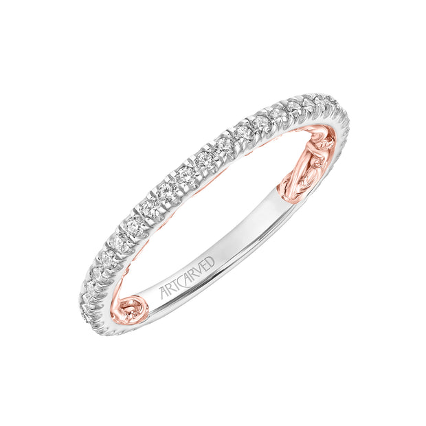 Lyric Diamond Wedding Band with Inner Carved details