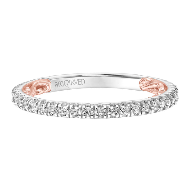 Lyric Diamond Wedding Band with Inner Carved details