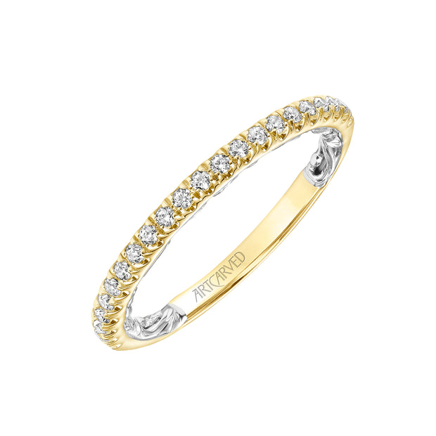 Lyric Diamond Wedding Band with Inner Carved details