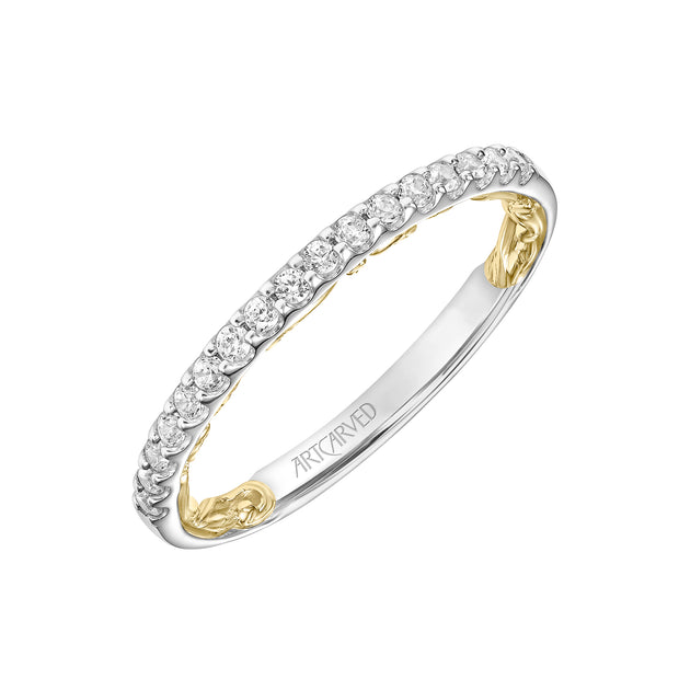 Lyric Diamond Wedding Band with Inner Carved details