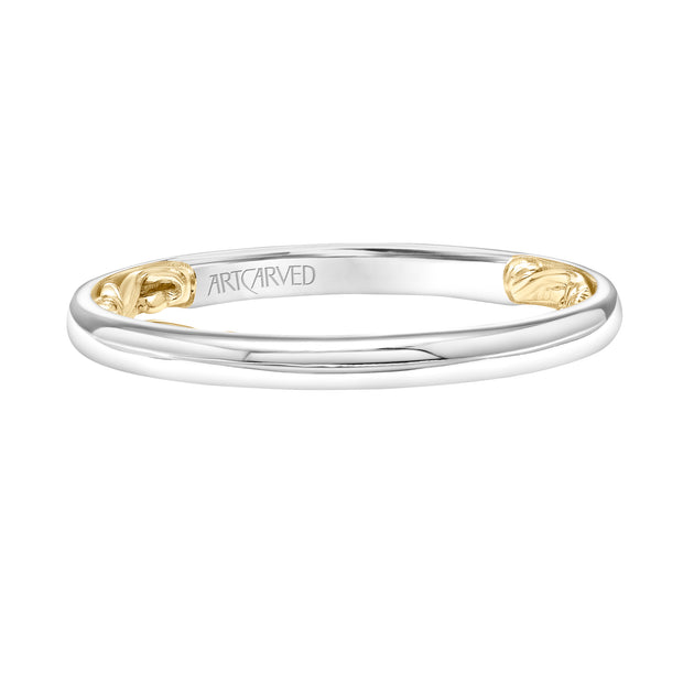 Lyric Polished Wedding Band with Inner Carved details