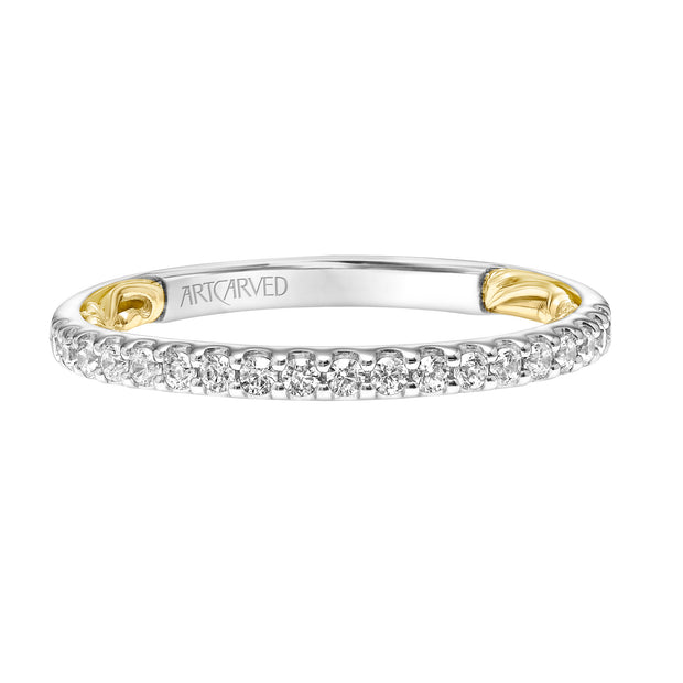 Lyric Diamond Wedding Band with Inner Carved details