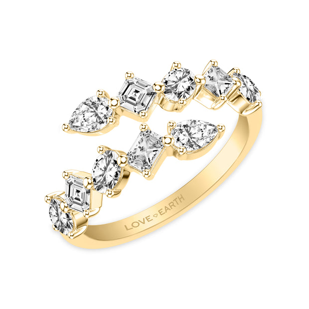 Lab-Created Diamond Mixed Pear &  Asscher &  Oval &  Emerald &  and Round Open Wrap Ring