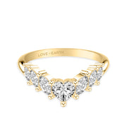Lab-Created Diamond Graduated Marquise with Heart Center Curved Ring