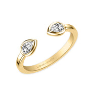 Lab-Created Diamond East/West Pear Bezel Set Open Ring