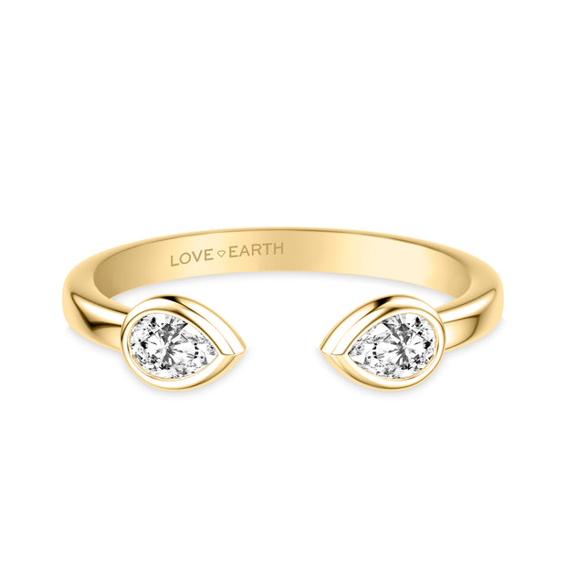 Lab-Created Diamond East/West Pear Bezel Set Open Ring