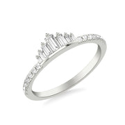 Contemporary Stackable with Prong Set Graduated Baguette Diamond and Round Diamond Tiara Band