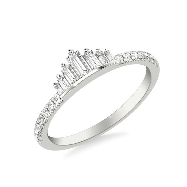 Contemporary Stackable with Prong Set Graduated Baguette Diamond and Round Diamond Tiara Band
