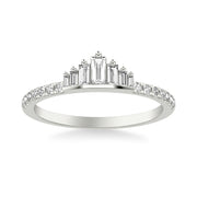 Contemporary Stackable with Prong Set Graduated Baguette Diamond and Round Diamond Tiara Band