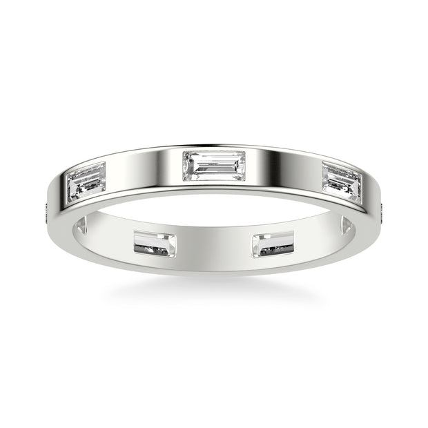 Contemporary Stackable with Bezel Set Baguette Diamonds and Polished Band