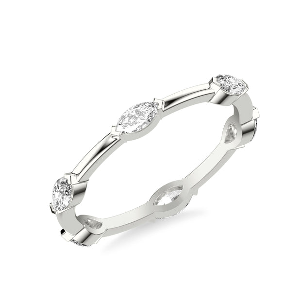 33-9595CW-L.00 - Goldman - Contemporary Stackable with Distance Marquise Diamond Accent Ring