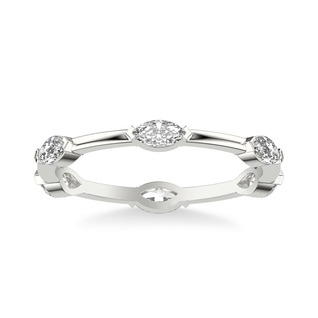 Contemporary Stackable with Distance Marquise Diamond Accent Ring