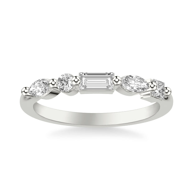 Contemporary Stackable with Single Prong Marquise and Baguette and Princess and Round Diamond Ring