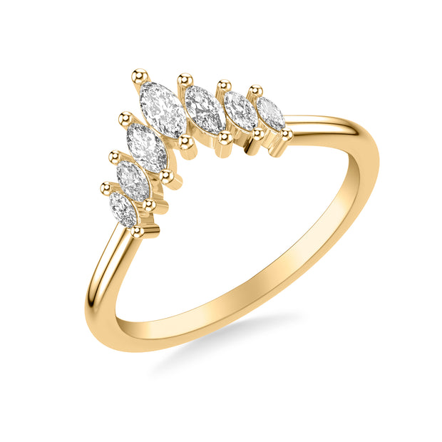 Contemporary Curved Stackable with Prong Set Graduated Marquise Diamond Tiara Band