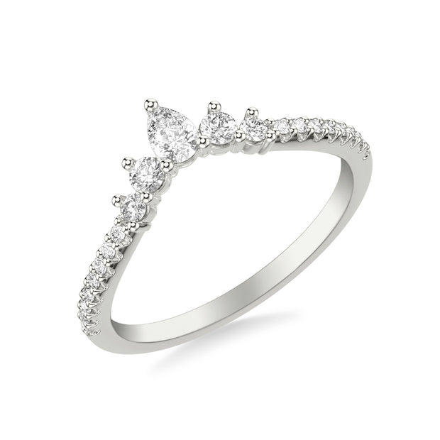 33-9599W-L.00 - Goldman - Contemporary Curved Stackable with Prong Set Pear and Round Diamond Tiara Band