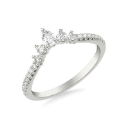 Contemporary Curved Stackable with Prong Set Pear and Round Diamond Tiara Band
