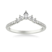 Contemporary Curved Stackable with Prong Set Pear and Round Diamond Tiara Band