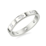 Contemporary Stackable with Bezel Set Princess and Marquise and Baguette Diamonds with Polished Band