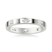 Contemporary Stackable with Bezel Set Princess and Marquise and Baguette Diamonds with Polished Band