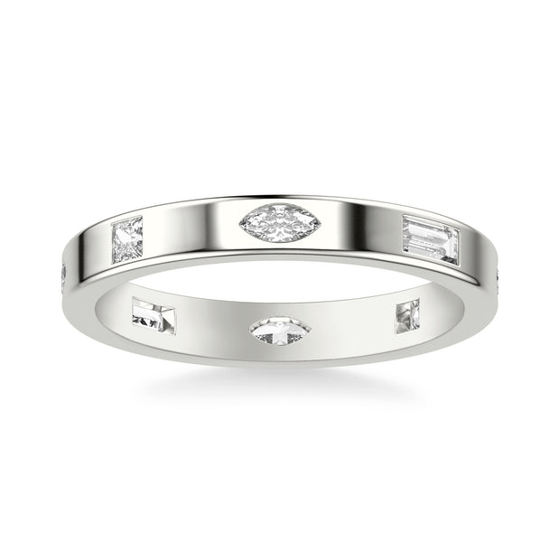 Contemporary Stackable with Bezel Set Princess and Marquise and Baguette Diamonds with Polished Band