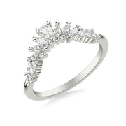 Contemporary Curved Stackable with Prong Set Mixed Pear &  Marquise &  and Round Diamond  Band