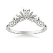Contemporary Curved Stackable with Prong Set Mixed Pear &  Marquise &  and Round Diamond  Band