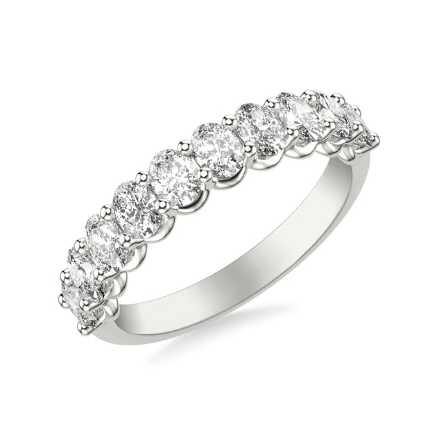 Anniversary Band with North/South Oval Diamonds and Double Shared Prong