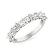 Anniversary Band with East/West Emerald Diamonds and Double Shared Prong