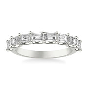 Anniversary Band with East/West Emerald Diamonds and Double Shared Prong