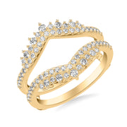 Contemporary V-Shape Diamond Ring Enhancer with Floating Diamonds