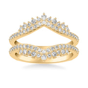 Contemporary V-Shape Diamond Ring Enhancer with Floating Diamonds