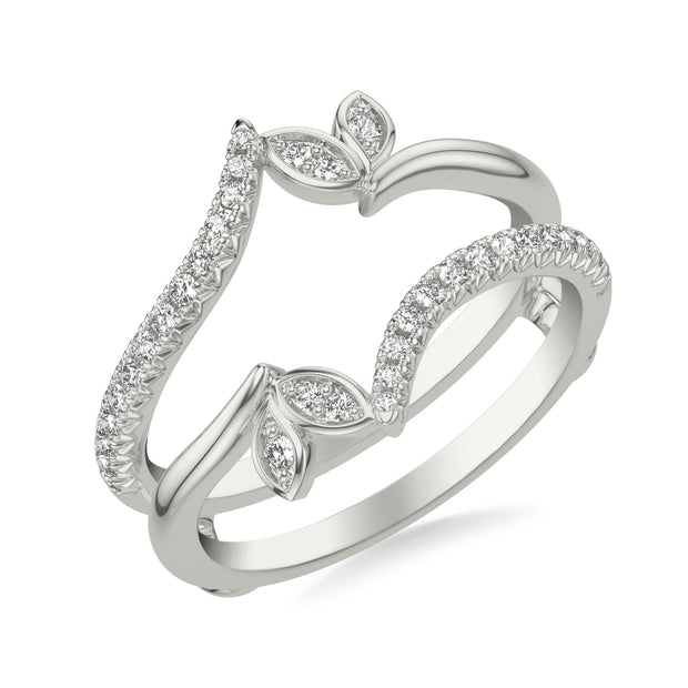 35-9432W-L.00 - Goldman - Contemporary Asymmetrical Floral Ring Enhancer with Diamond Petal Accents