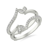 Contemporary Asymmetrical Floral Ring Enhancer with Diamond Petal Accents