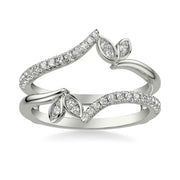Contemporary Asymmetrical Floral Ring Enhancer with Diamond Petal Accents