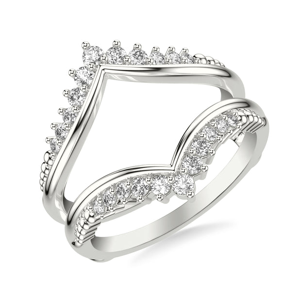 Contemporary V-Shape Ring Enhancer with Diamond Accents