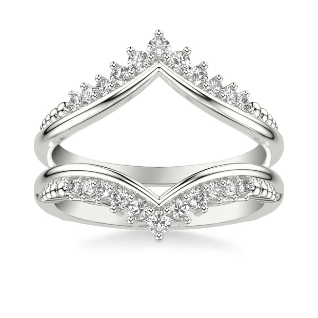 Contemporary V-Shape Ring Enhancer with Diamond Accents