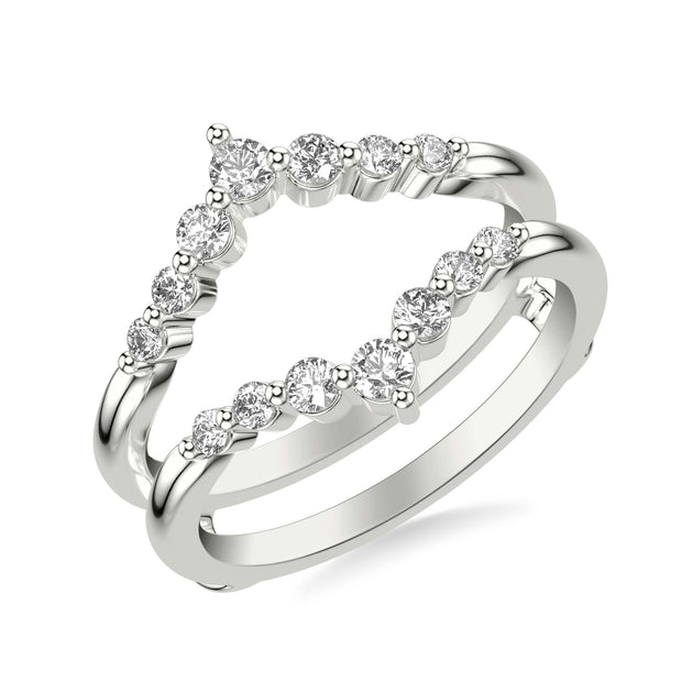 Contemporary V-Shape Shared Prong Diamond Ring Enhancer