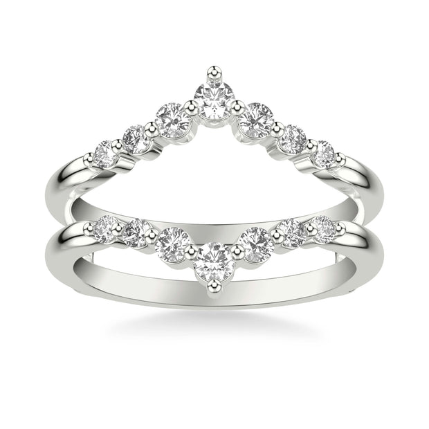 Contemporary V-Shape Shared Prong Diamond Ring Enhancer