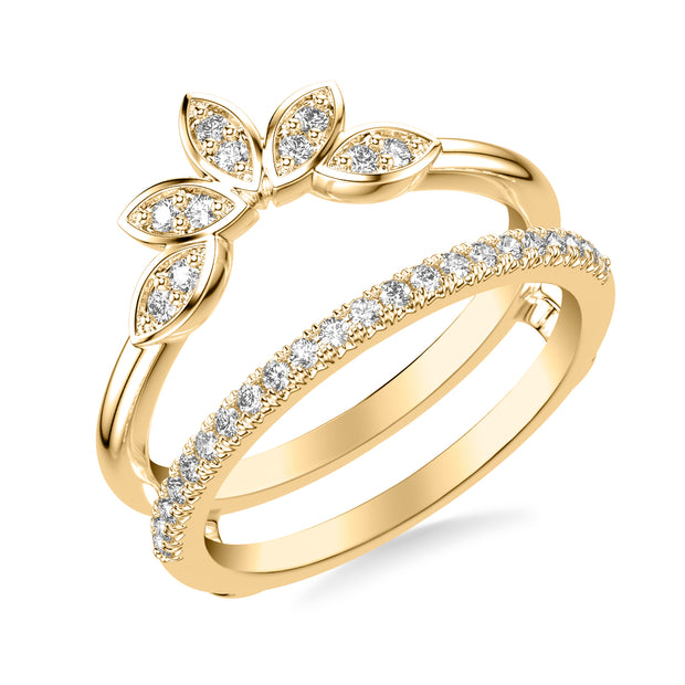 35-9439Y-L.00 - Goldman - Contemporary Asymmetrical Straight and Floral Ring Enhancer