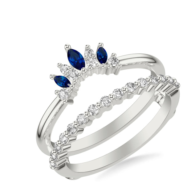 35-9497SW-L.00 - Goldman - Contemporary Ring Enhancer with Marquise Blue Sapphires and Round Diamonds
