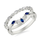 Contemporary Ring Enhancer with Marquise Blue Sapphires and Marquise and Round Diamonds