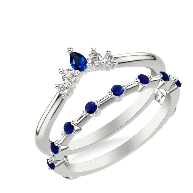 35-9499SW-L.00 - Goldman - Contemporary Ring Enhancer with Marquise Blue Sapphires and Marquise and Round Diamonds