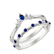 Contemporary Ring Enhancer with Marquise Blue Sapphires and Marquise and Round Diamonds