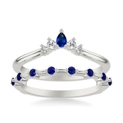 Contemporary Ring Enhancer with Marquise Blue Sapphires and Marquise and Round Diamonds
