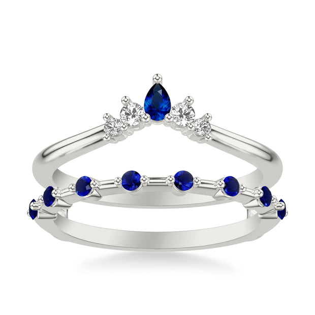 Contemporary Ring Enhancer with Marquise Blue Sapphires and Marquise and Round Diamonds