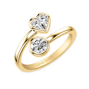 Lab-Created Diamond Bypass Round and Heart Bezel Set Ring