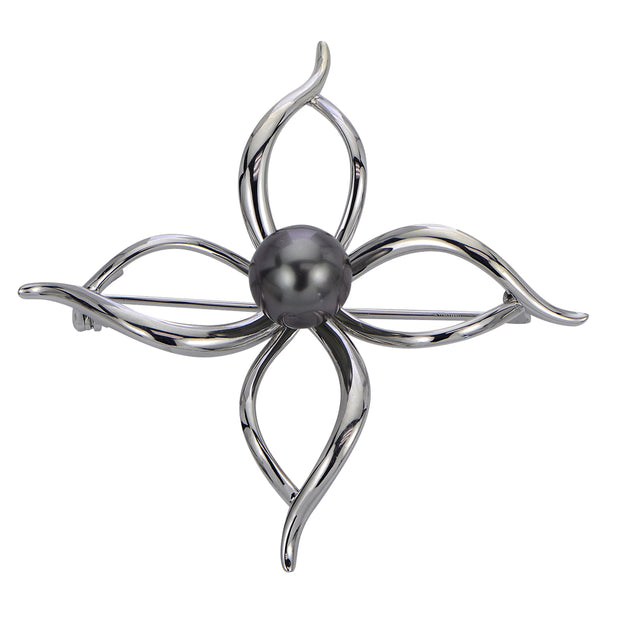 Sterling Silver Tahitian Pearl Brooch
