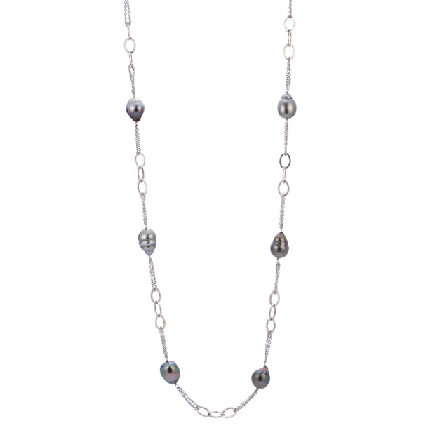 Sterling Silver Tahitian Pearl Necklace